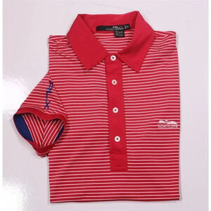 RLX Ralph Lauren X Kauri Cliffs Red/White Striped Tech Golf Polo Shirt~ Small
